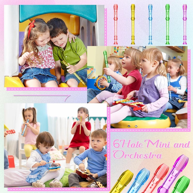 Lukmaa 100 Pieces Mini Translucent Soprano Recorder Plastic 6 Hole Soprano Descant for Kids Bulk Baroque Style Musical Recorders Bulk for Beginners Kids Flute - Image 4